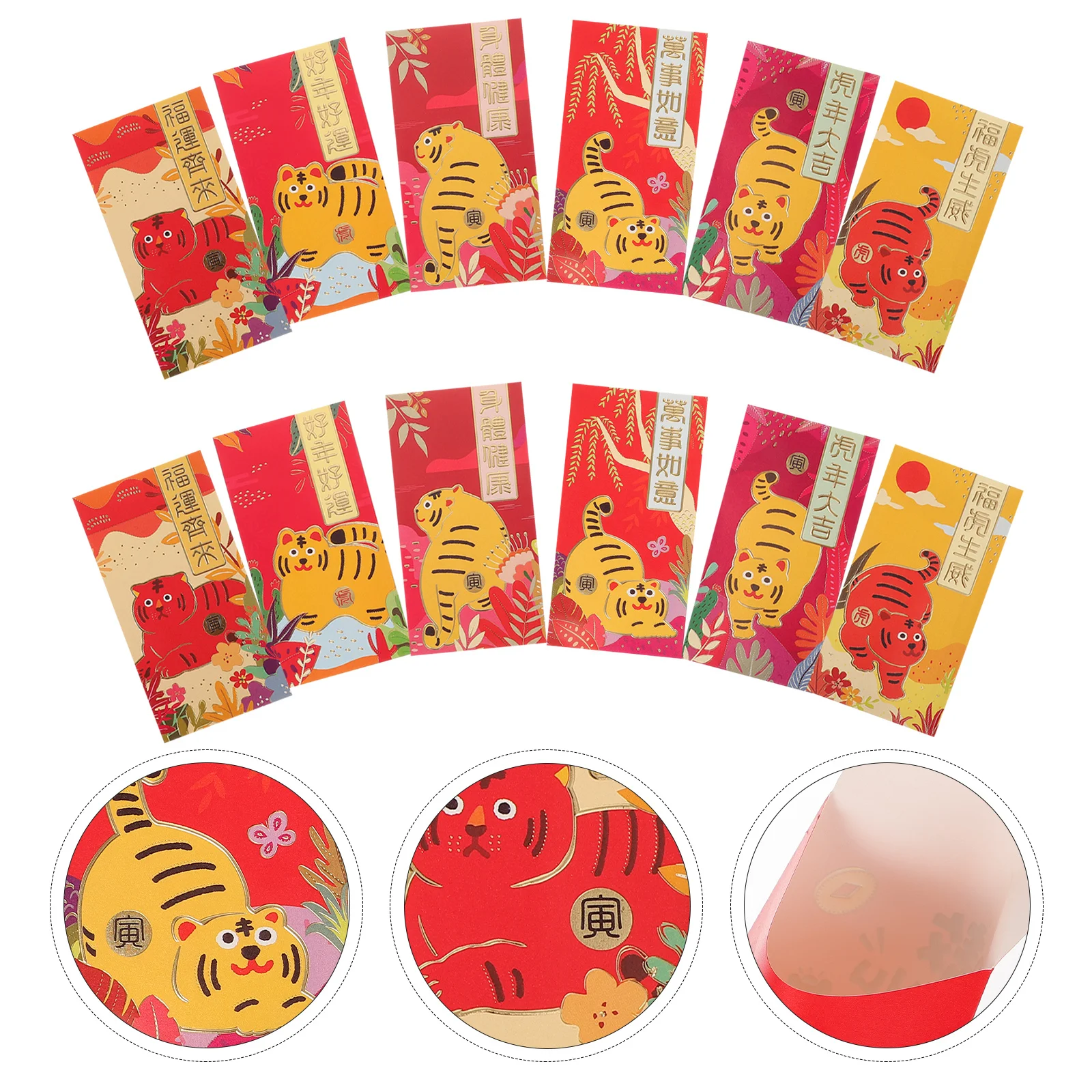 36Pcs Spring Festival Red Packets Long Red Envelopes Zodiac Tiger Cartoon Style New Year Money Packets Chinese Money Pockets 
36Pcs Spring Festival Red Packets Long Red Envelopes Zodiac Tiger Cartoon Style New Year Money Packets Chinese Money Pockets