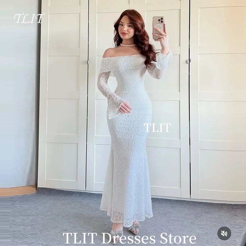 TLIT White Mermaid Lace Prom Dresses Sexy FULL Sleeve Boat Neck Evening Gown Dress Backless Dress Customized Formal Party
TLIT White Mermaid Lace Prom Dresses Sexy FULL Sleeve Boat Neck Evening Gown Dress Backless Dress Customized Formal Party