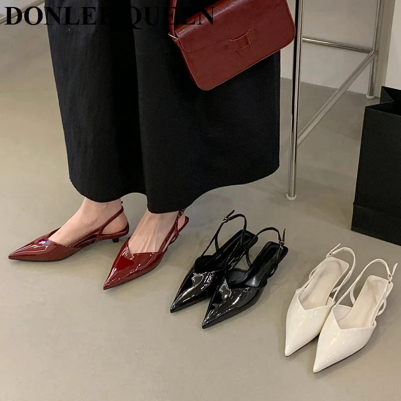Spring 2026 Pointed Toe Patent Leather Slip On French Elegance Thin Low Heels Back Strap Sandal Women Dress Party Shoes Footwear
Spring 2026 Pointed Toe Patent Leather Slip On French Elegance Thin Low Heels Back Strap Sandal Women Dress Party Shoes Footwear