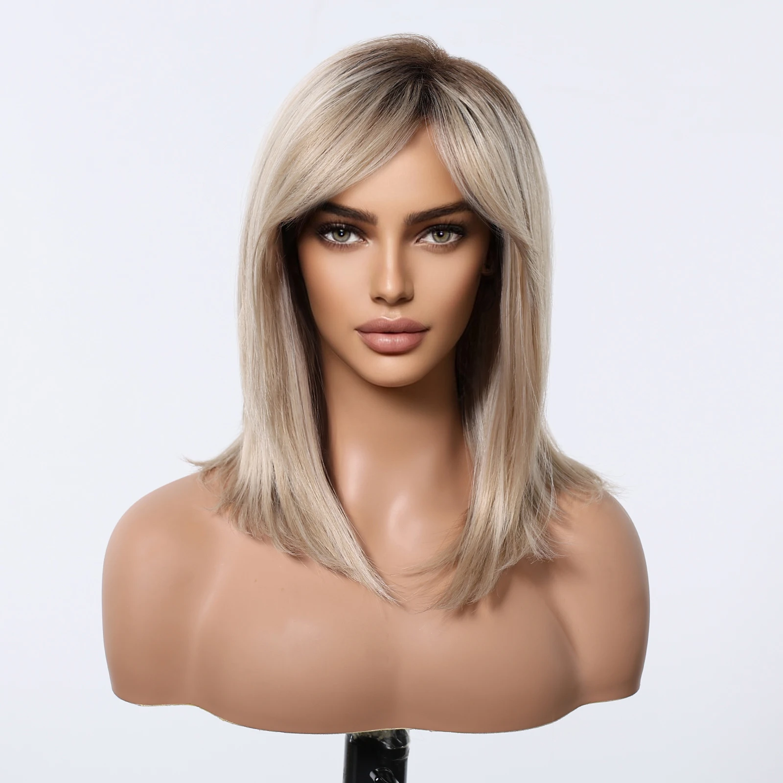 Synthetic Blonde Mixed Platinum Straight Wigs Medium Length Dark Root Wig With Bangs for Women Daily Party Heat Resistant
Synthetic Blonde Mixed Platinum Straight Wigs Medium Length Dark Root Wig With Bangs for Women Daily Party Heat Resistant