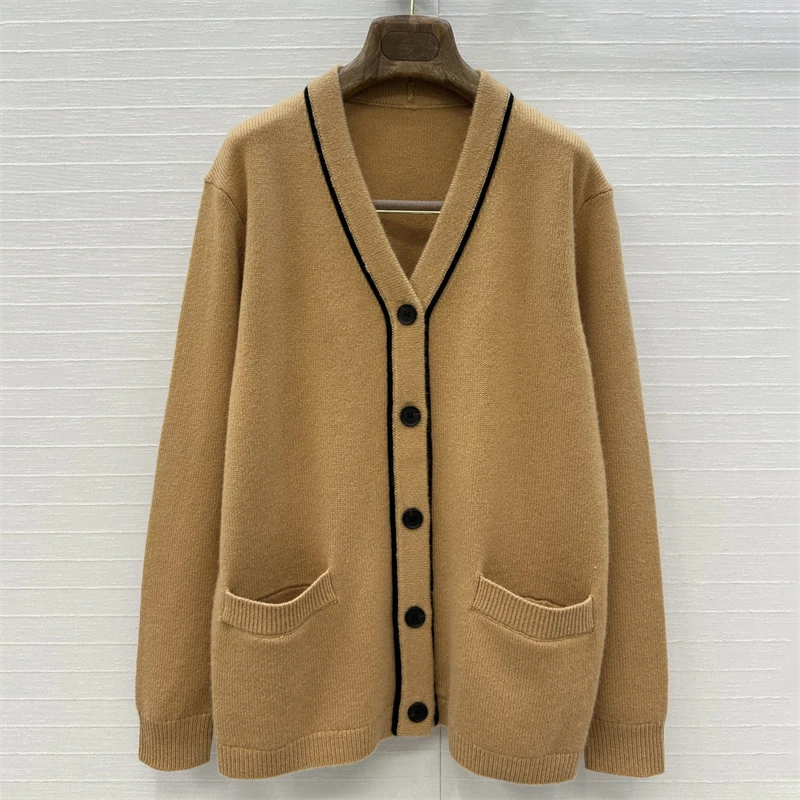 Cardigan for women New elastic knitted V-neck long sleeved top for autumn 2025 High quality cashmere Women's sweater Knitwear
Cardigan for women New elastic knitted V-neck long sleeved top for autumn 2025 High quality cashmere Women's sweater Knitwear