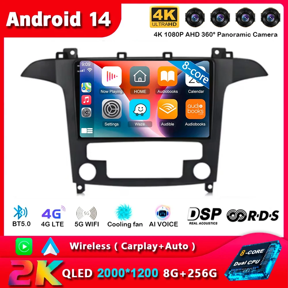 Android14 Carplay Auto For Ford S Max S-MAX 2007 2008 2009 2010 2011 - 2015 Multimedia Car Radio Player Video WIFI+4G DSP Stereo
Android14 Carplay Auto For Ford S Max S-MAX 2007 2008 2009 2010 2011 - 2015 Multimedia Car Radio Player Video WIFI+4G DSP Stereo