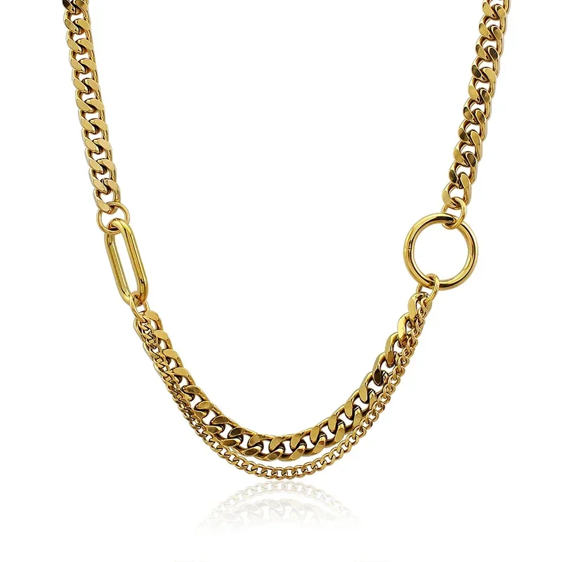 316L Stainless Steel double layer Necklace Fashion Women 18K Gold Plated Simple necklaces jewelry Gifts y2k choker Cuban Chain
316L Stainless Steel double layer Necklace Fashion Women 18K Gold Plated Simple necklaces jewelry Gifts y2k choker Cuban Chain