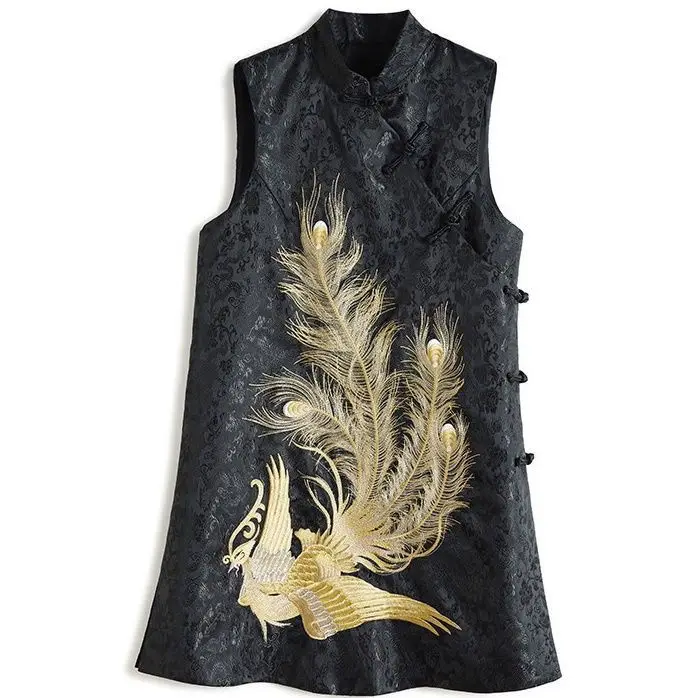2025 autumn new chinese style tang suit buckle medium length vest dress women's chinese phoenix embroidered vest women daily top
2025 autumn new chinese style tang suit buckle medium length vest dress women's chinese phoenix embroidered vest women daily top