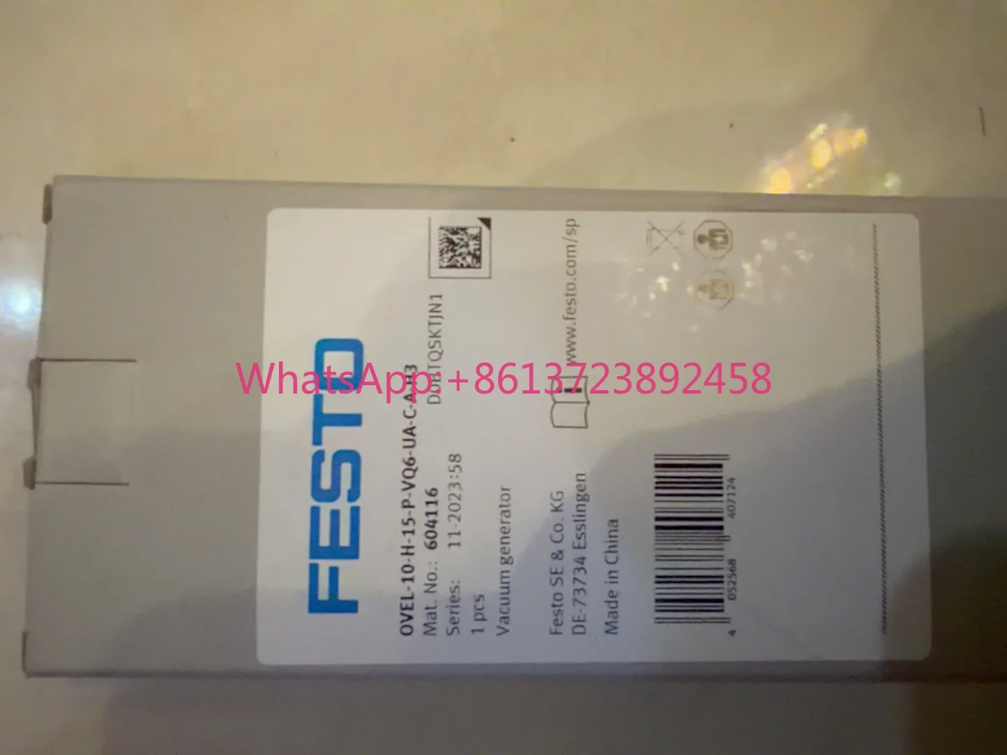 OVEL-10-H-15-P-VQ6-UA-C-A-H3 Festo vacuum generator FESTO Festo 604116
OVEL-10-H-15-P-VQ6-UA-C-A-H3 Festo vacuum generator FESTO Festo 604116