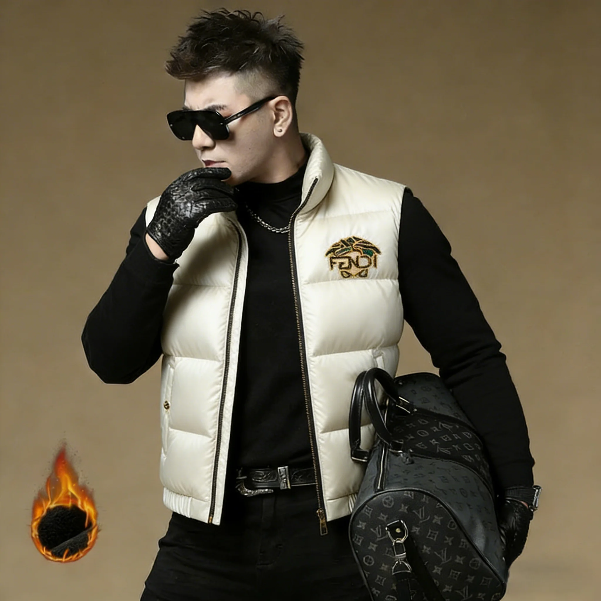 Faionable Embroidered Men's down Vest Svel Stand Collar White Du down Warm Inner oulder Pad M Faion Urban Sle
Faionable Embroidered Men's down Vest Svel Stand Collar White Du down Warm Inner oulder Pad M Faion Urban Sle