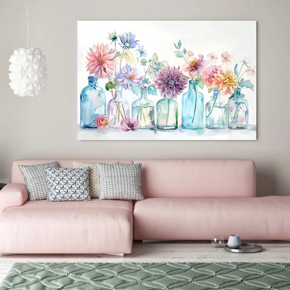 Pink Purple Flowers in Glass Bottle Wall Art Canvas Painting Prints Modern Artwork for Living Room Home Wall Decoration Unframed
Pink Purple Flowers in Glass Bottle Wall Art Canvas Painting Prints Modern Artwork for Living Room Home Wall Decoration Unframed