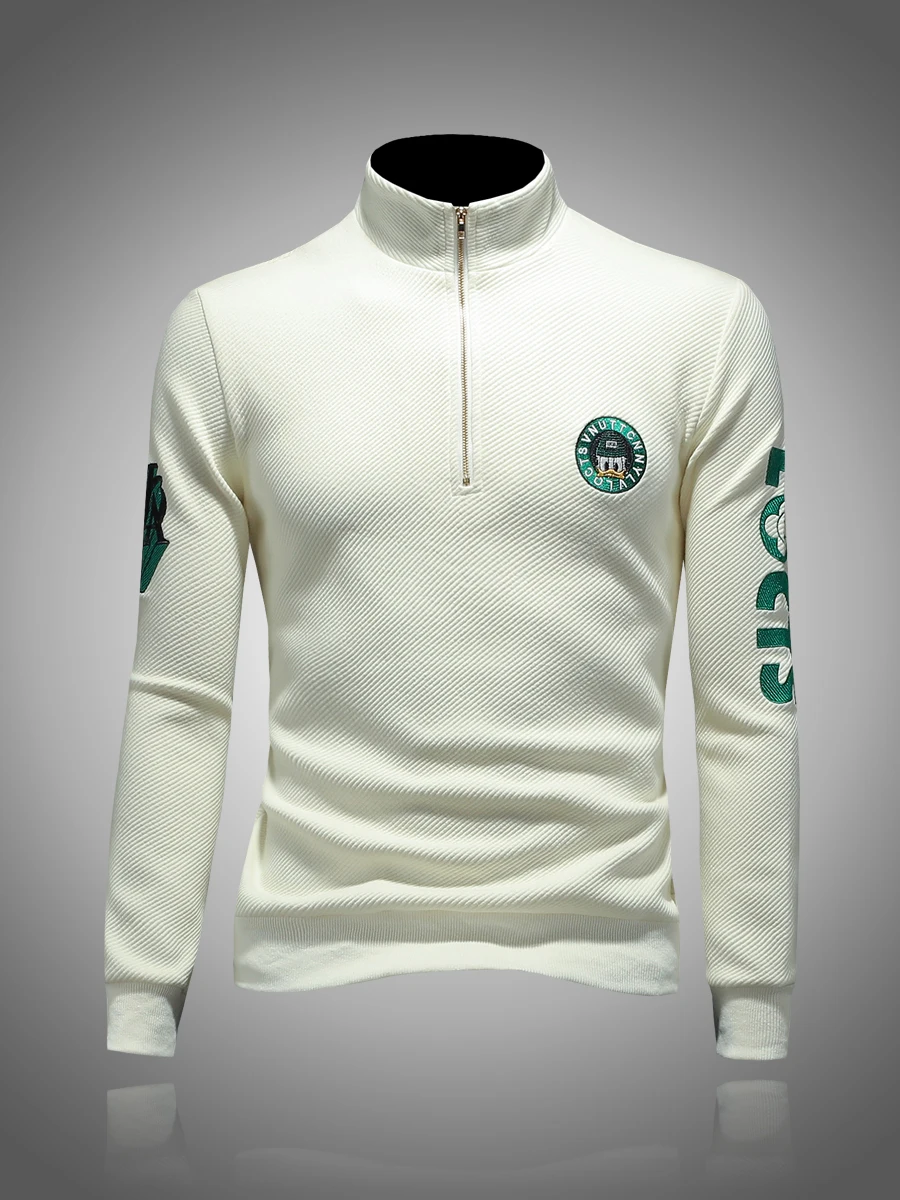 Faionable Cotton Sweatirt Hoodie with Zipper Stand Collar Embroidered Long Sve Thiened Autumn Winter Men's T-irt
Faionable Cotton Sweatirt Hoodie with Zipper Stand Collar Embroidered Long Sve Thiened Autumn Winter Men's T-irt