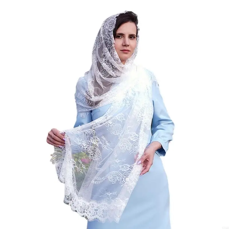 Q0KE Elegant Lace Shawl for Traditional Wedding Church Bridal Veils Mantilla Headwrap
Q0KE Elegant Lace Shawl for Traditional Wedding Church Bridal Veils Mantilla Headwrap