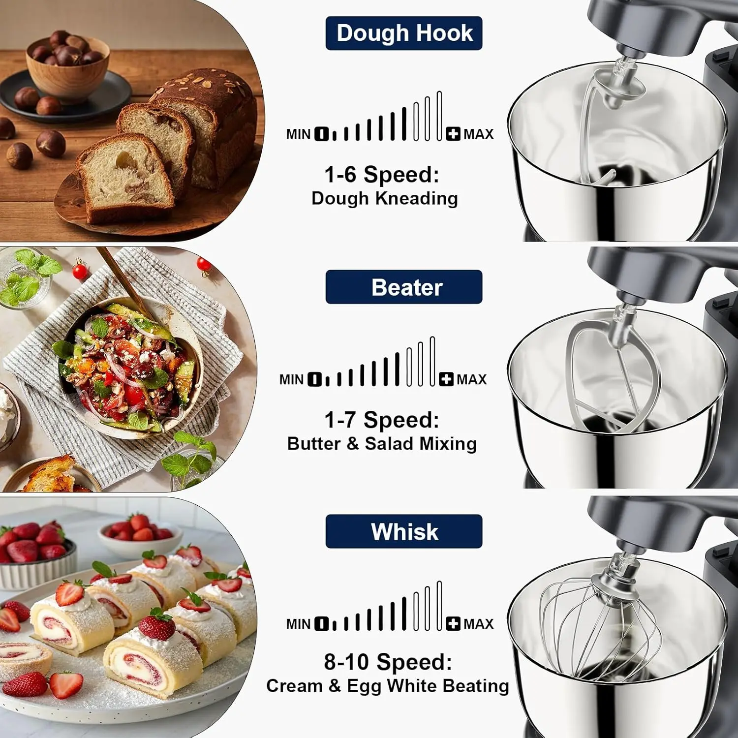 Factory Price Stand Mixer, 4.2QT+5.3QT Two bowls Electric Food Mixer, 10 Speeds with Digital setting 3-IN-1 Kitchen Mixer for Ba
Factory Price Stand Mixer, 4.2QT+5.3QT Two bowls Electric Food Mixer, 10 Speeds with Digital setting 3-IN-1 Kitchen Mixer for Ba