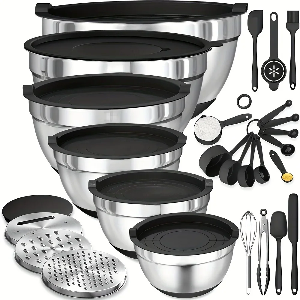 18pcs Stainless Steel Mixing Bowl Set Mixing Bowls With Sealing Lids Grater Attachment Kitchen Gadget Ideal For Mixing
18pcs Stainless Steel Mixing Bowl Set Mixing Bowls With Sealing Lids Grater Attachment Kitchen Gadget Ideal For Mixing