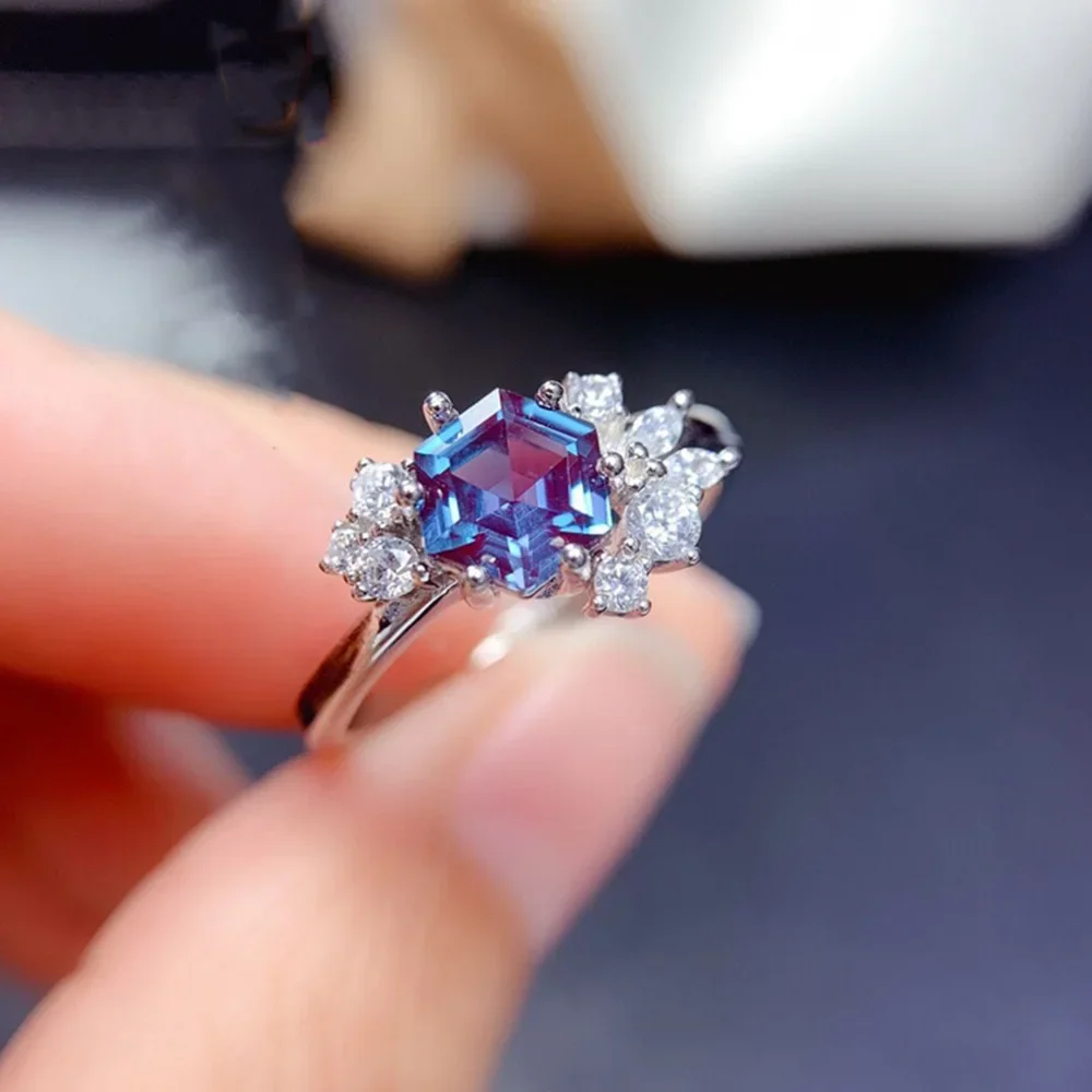 6x6mm Hexagon Alexandrite Ring 925 Sterling Silver Adjustable Engagement Ring Women's Anniversary Gift
6x6mm Hexagon Alexandrite Ring 925 Sterling Silver Adjustable Engagement Ring Women's Anniversary Gift