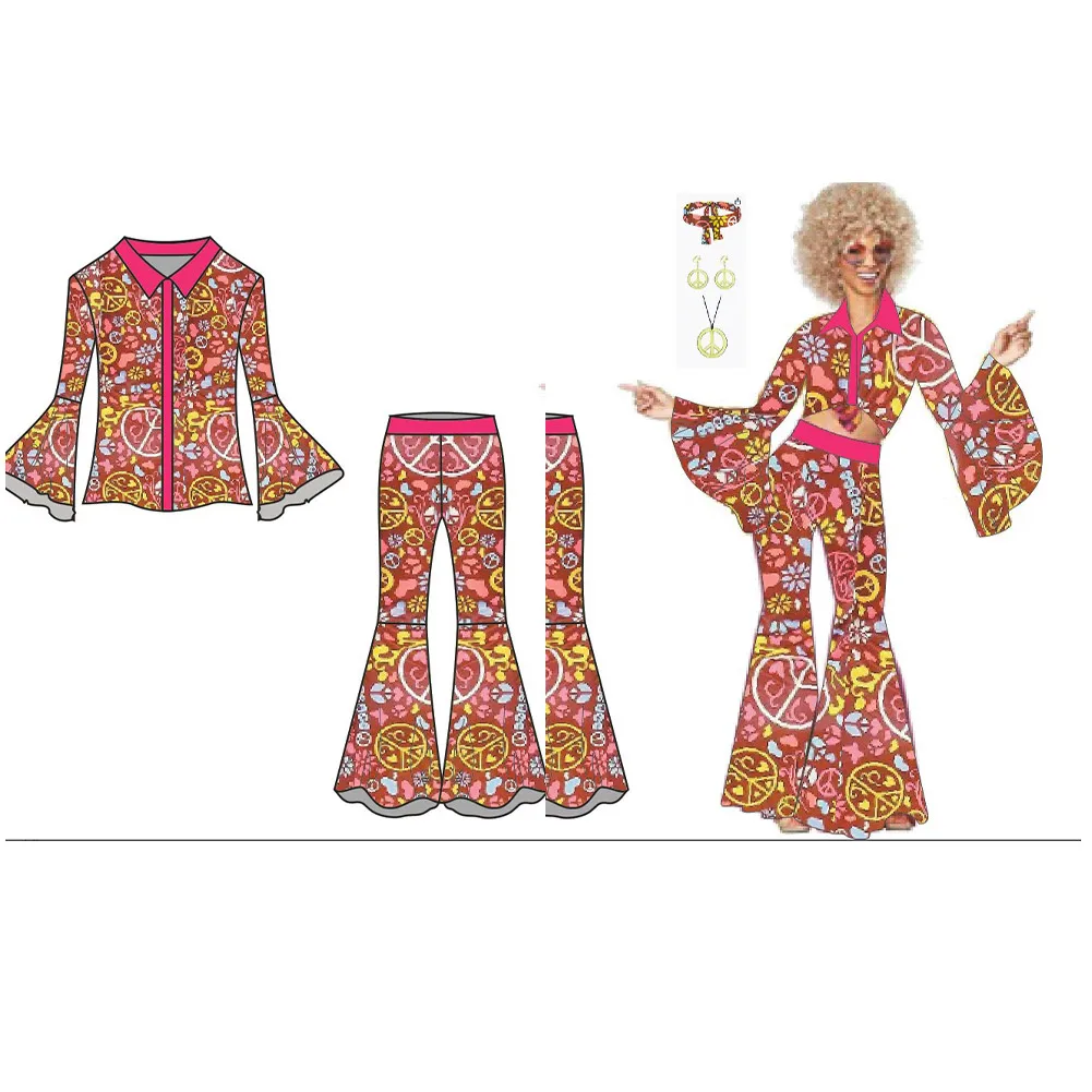 60s 70s Hippie Costumes Sportswear Set for Women Girls Cosplay Costume 70s Retro Clothes Fantasia Outfit Halloween Carnival Suit
60s 70s Hippie Costumes Sportswear Set for Women Girls Cosplay Costume 70s Retro Clothes Fantasia Outfit Halloween Carnival Suit