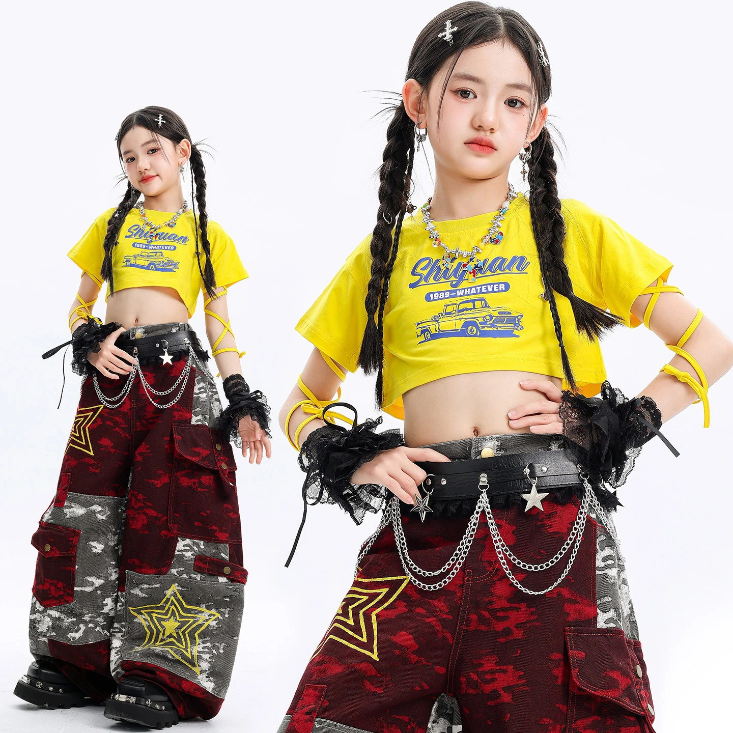 Kid Kpop Hip Hop Clothing Yellow Crop T Shirt Top Gray Red Camo Multi Pockets Wide Pants for Girls Street Dance Costumes Clothes
Kid Kpop Hip Hop Clothing Yellow Crop T Shirt Top Gray Red Camo Multi Pockets Wide Pants for Girls Street Dance Costumes Clothes
