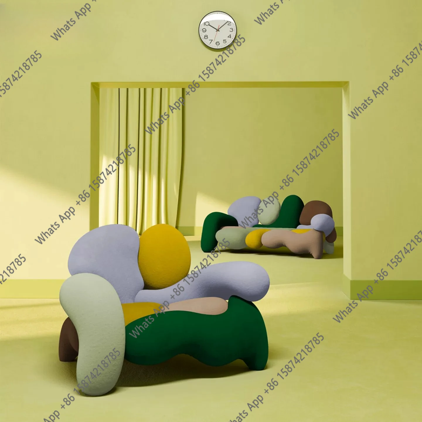 Designer special-shaped creative color matching single sofa sitting area living room dopamine color fabric module sofa
Designer special-shaped creative color matching single sofa sitting area living room dopamine color fabric module sofa