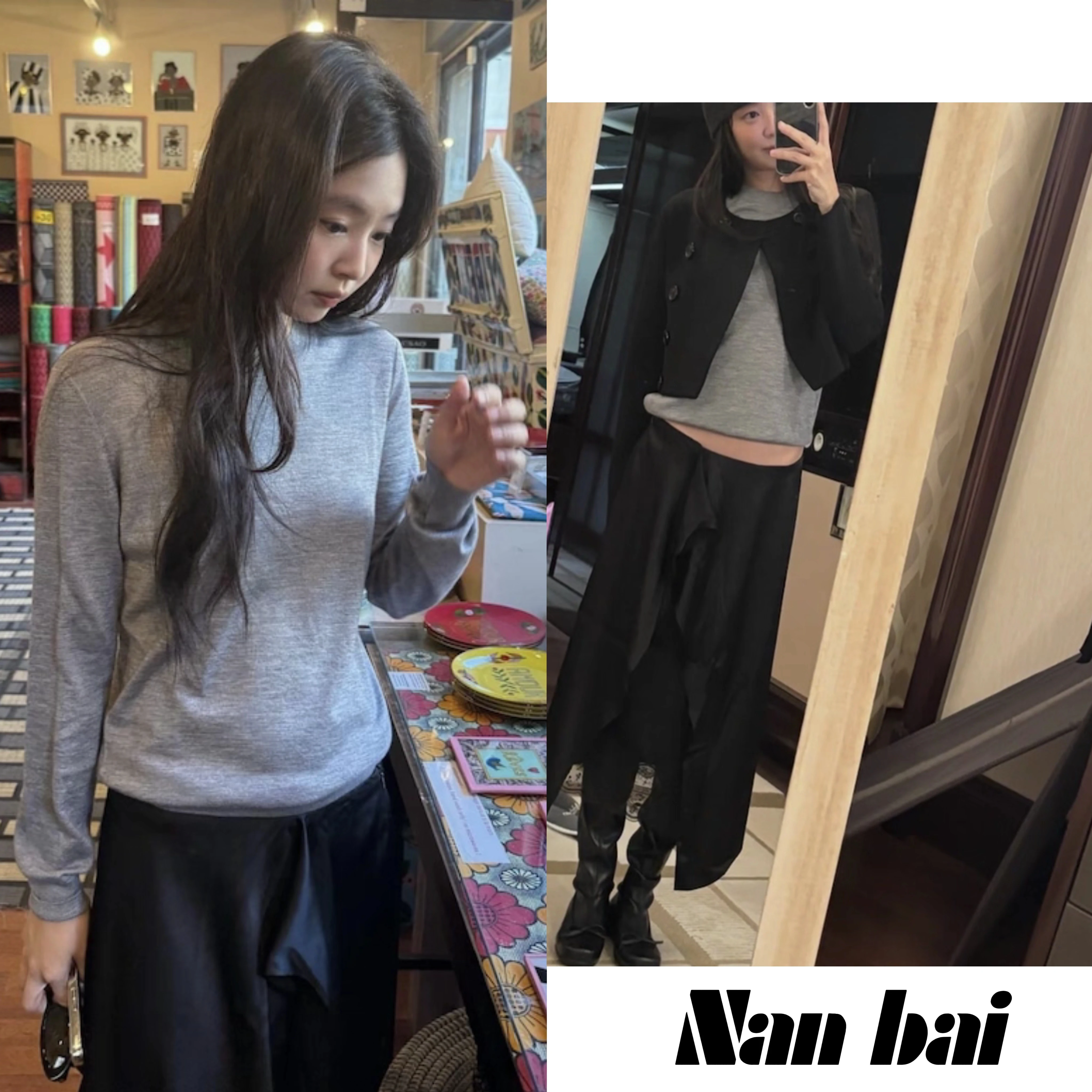 Jin Zhini Korean Style Retro Single Button Long Sleeve Short Woolen Coat Black Elegance Half Skirt Set Women's Fashion Outerwear
Jin Zhini Korean Style Retro Single Button Long Sleeve Short Woolen Coat Black Elegance Half Skirt Set Women's Fashion Outerwear