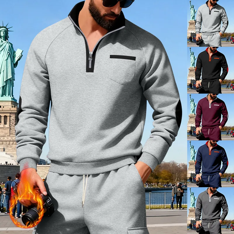 25 Cross-border autumn and winter heavy fleece men's loose stand-up collar half zipper pocket contrasting zipper casual sweater
25 Cross-border autumn and winter heavy fleece men's loose stand-up collar half zipper pocket contrasting zipper casual sweater