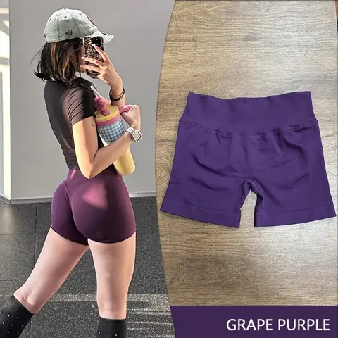 Short de Yoga côtelé sans couture pour femmes, Short de gymnastique froissé, butin, course à pied, pantalon d'entraînement de levage des fesses