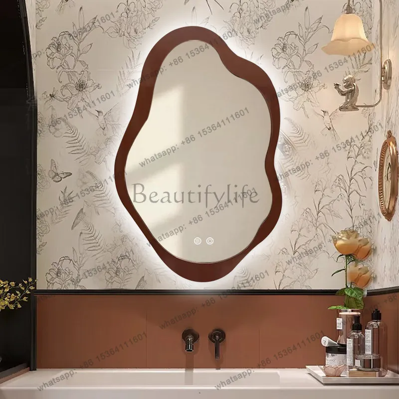 French minimalist bedroom makeup mirror entrance art decoration mirror
French minimalist bedroom makeup mirror entrance art decoration mirror