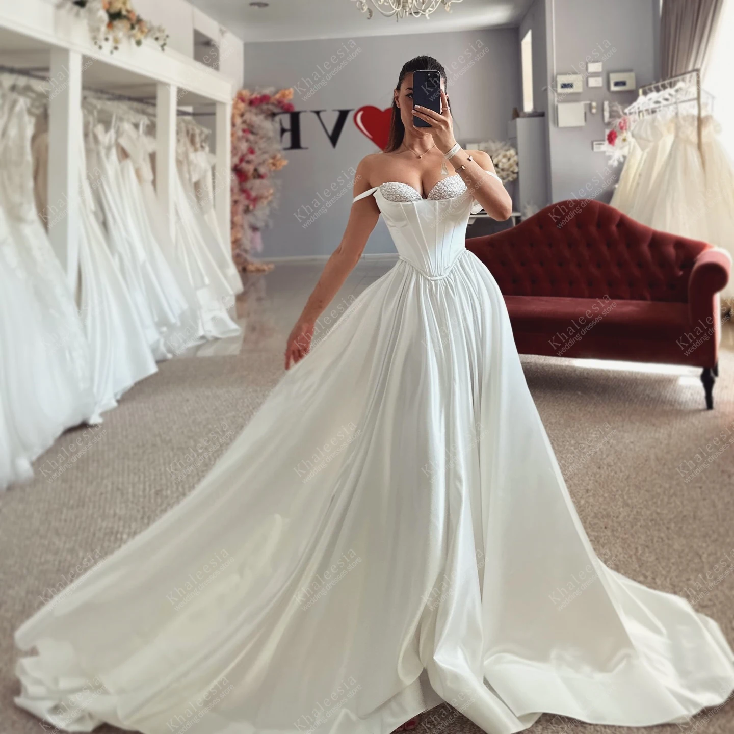 Elegant Wedding Dresses A Line Satin Bridal Gowns Beading Appliques Charming Robe Floor Length Vestidos De Novia Customized 2025
Elegant Wedding Dresses A Line Satin Bridal Gowns Beading Appliques Charming Robe Floor Length Vestidos De Novia Customized 2025
