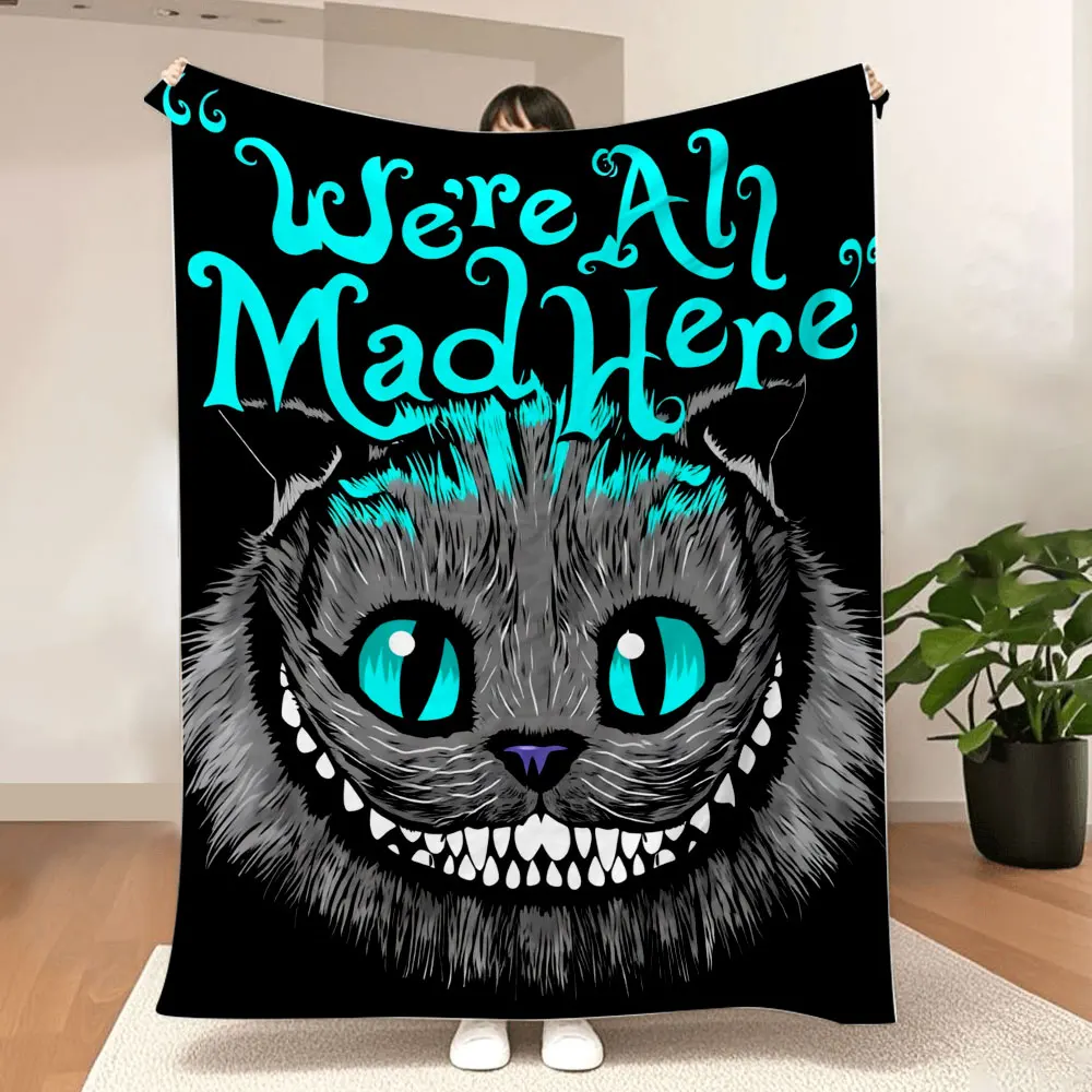 Cheshire Cat Wonderland Blanket - Gray fur with blue highlights, turquoise eyes, bold eerie style printed throw for Alice in Won
Cheshire Cat Wonderland Blanket - Gray fur with blue highlights, turquoise eyes, bold eerie style printed throw for Alice in Won