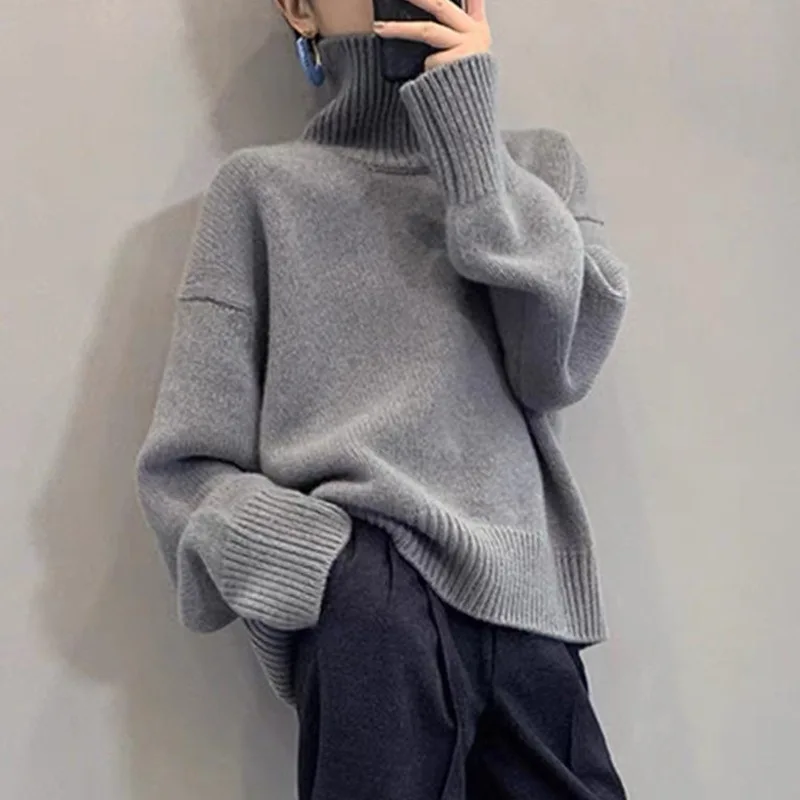 Мягкий пуловер с высоким воротом в ленивом стиле для женщин, новый осенне-зимний дизайн, свободный крой, утягивающая трикотажная базовая рубашка, топ
Мягкий пуловер с высоким воротом в ленивом стиле для женщин, новый осенне-зимний дизайн, свободный крой, утягивающая трикотажная базовая рубашка, топ