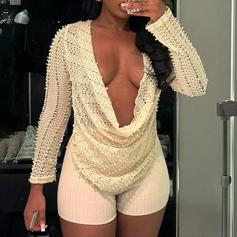 BKLD Apricot Hot Women Hole See-through Swinging Collar Stylish Long-sleeved Vacation Street Style Casual Pleated Chic Sexy Tops
BKLD Apricot Hot Women Hole See-through Swinging Collar Stylish Long-sleeved Vacation Street Style Casual Pleated Chic Sexy Tops