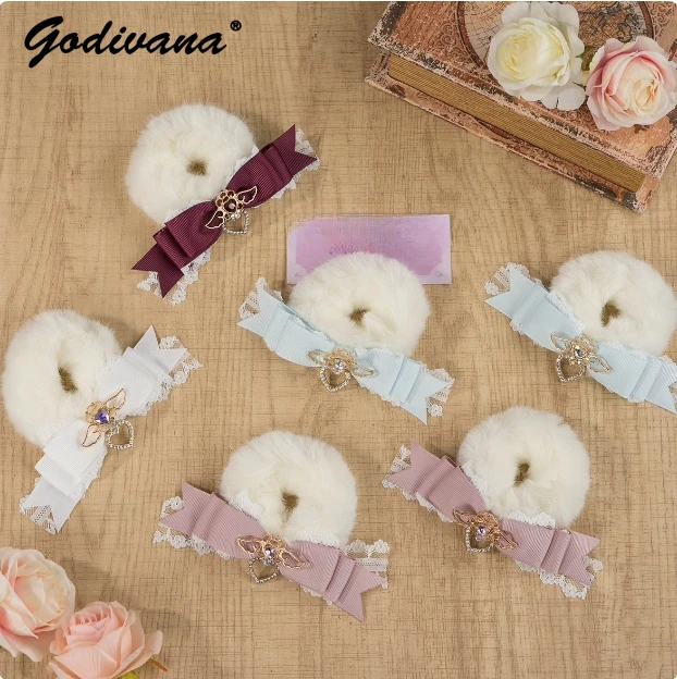 Japanese Mine Mass-Produced Angel Rhinestone Bow Plush Hair Ties Double Ponytail Handmade Accessories Hair Rope Clips for Women
Japanese Mine Mass-Produced Angel Rhinestone Bow Plush Hair Ties Double Ponytail Handmade Accessories Hair Rope Clips for Women