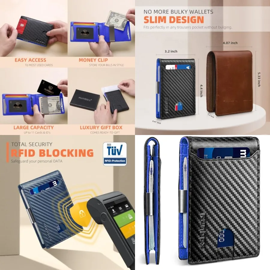 Slim Wallets for Men - Leather Money Clip Mens Wallet - RFID Blocking Front Pocket Bifold Wallet - Thin Credit Card Holder with
Slim Wallets for Men - Leather Money Clip Mens Wallet - RFID Blocking Front Pocket Bifold Wallet - Thin Credit Card Holder with