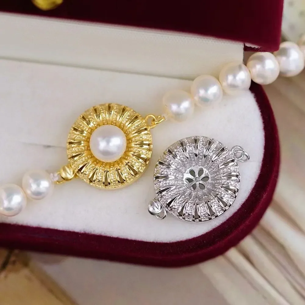 DIY Pearl Accessories S925 Sterling Silver Single Row Pearl Necklace Buckle Accessories Gold and Silver Bracelet Beaded Buckle
DIY Pearl Accessories S925 Sterling Silver Single Row Pearl Necklace Buckle Accessories Gold and Silver Bracelet Beaded Buckle