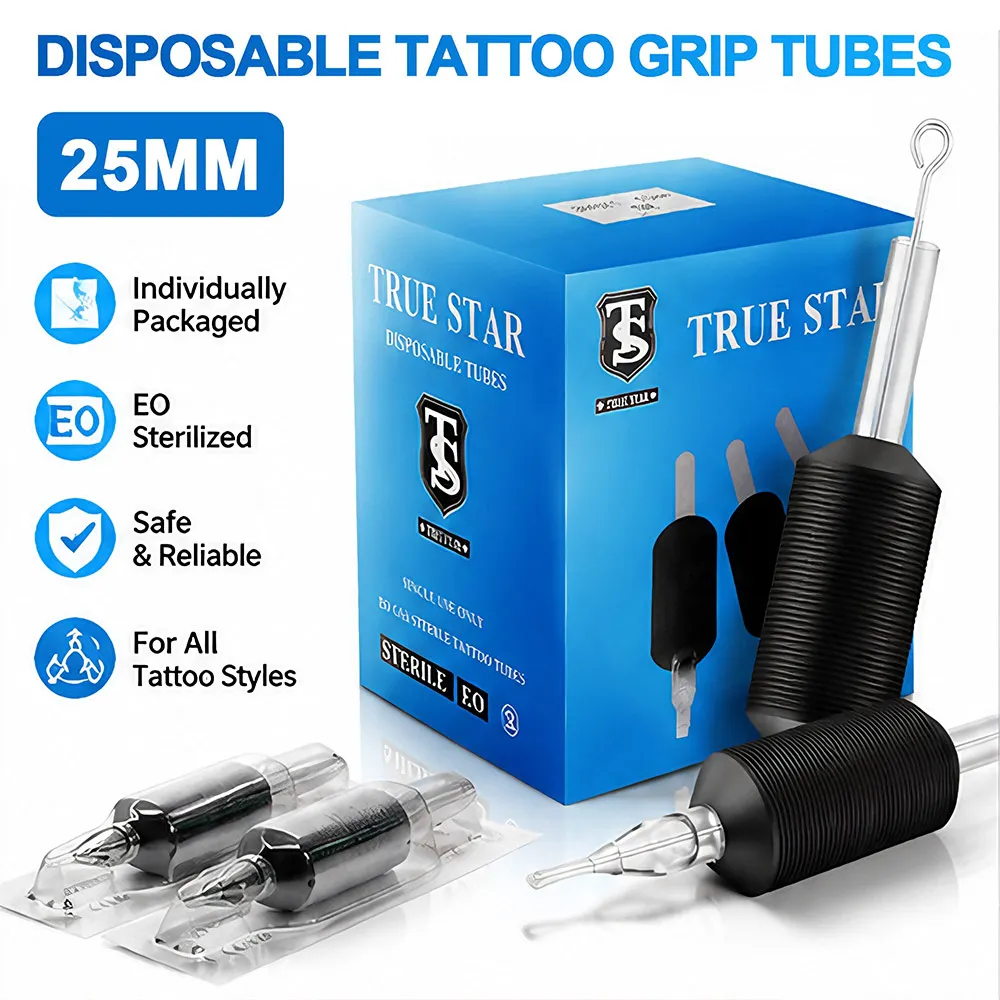 Disposable Tattoo Grip Tubes 25mm EO Gas Sterilized Individually Wrapped Anti-slip Silicone Handle For Tattoo Machine Accessory
Disposable Tattoo Grip Tubes 25mm EO Gas Sterilized Individually Wrapped Anti-slip Silicone Handle For Tattoo Machine Accessory