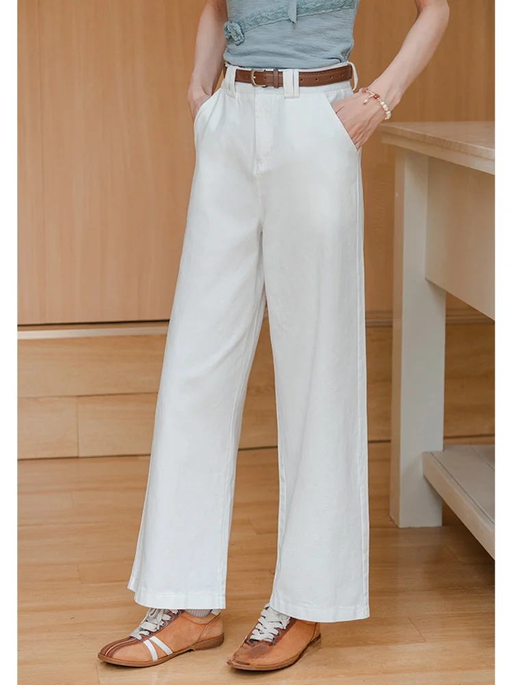 Белые свободные брюки прямого кроя для женщин, с высокой талией, узкие, широкие штанины, весна-лето, повседневные брюки
Белые свободные брюки прямого кроя для женщин, с высокой талией, узкие, широкие штанины, весна-лето, повседневные брюки
