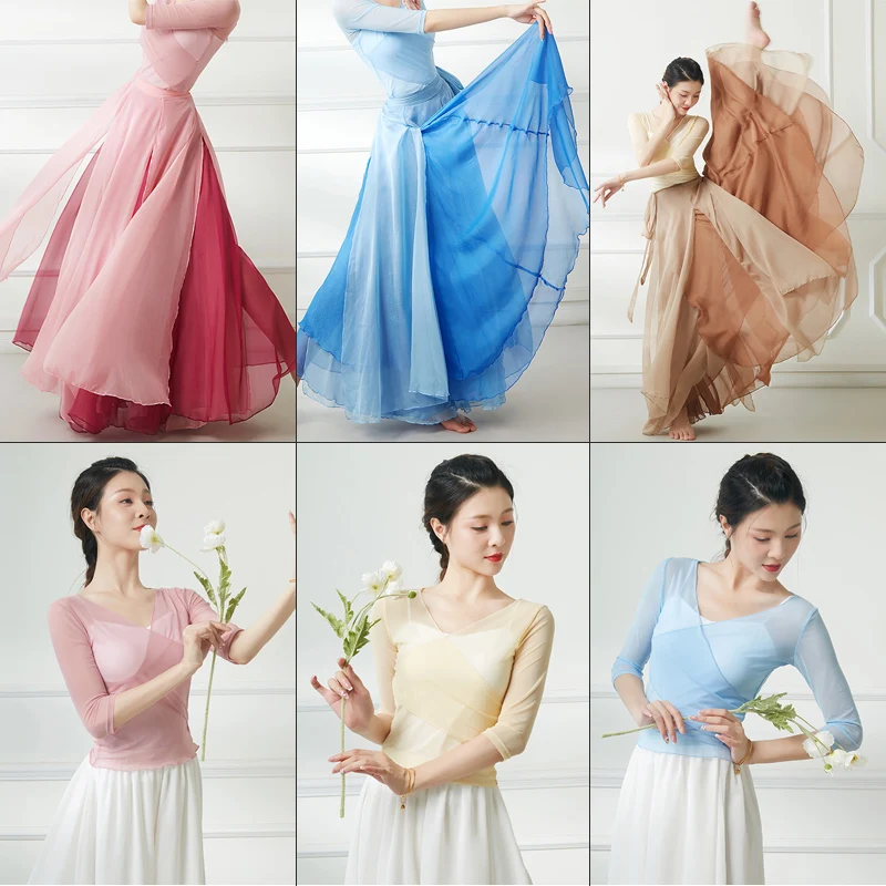 1 Set Classical Dance Costume Dress With Fairy Gauze Tops Lady Elegant Mesh Tops Chiffon Flowing Double Layer Large Swing Skirts
1 Set Classical Dance Costume Dress With Fairy Gauze Tops Lady Elegant Mesh Tops Chiffon Flowing Double Layer Large Swing Skirts
