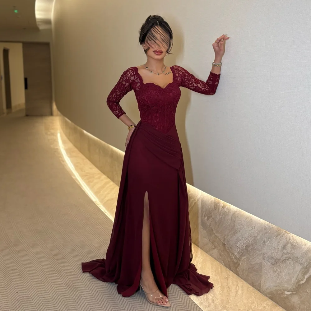 A-Line Evening Dress For Sexy Women Vestidos de festa Elegant Lace Square Collar Formal Cocktail Party Prom Gowns With Slit
A-Line Evening Dress For Sexy Women Vestidos de festa Elegant Lace Square Collar Formal Cocktail Party Prom Gowns With Slit