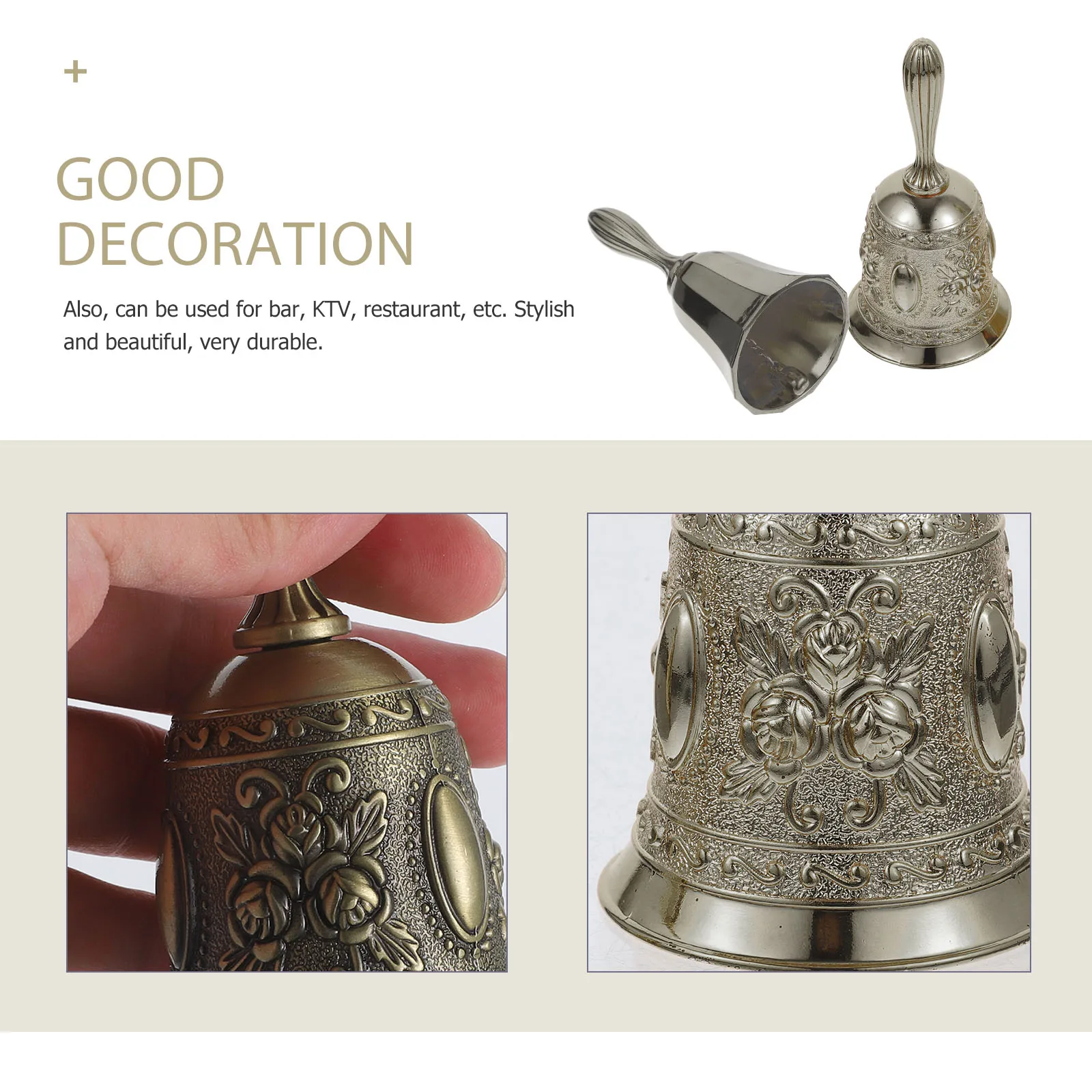 2pcs Vintage Bells Retro Gold Rose Gold Wedding Decor Service Dinner Bell School Church Hotel Bar Desk Metal Hand Bell
2pcs Vintage Bells Retro Gold Rose Gold Wedding Decor Service Dinner Bell School Church Hotel Bar Desk Metal Hand Bell