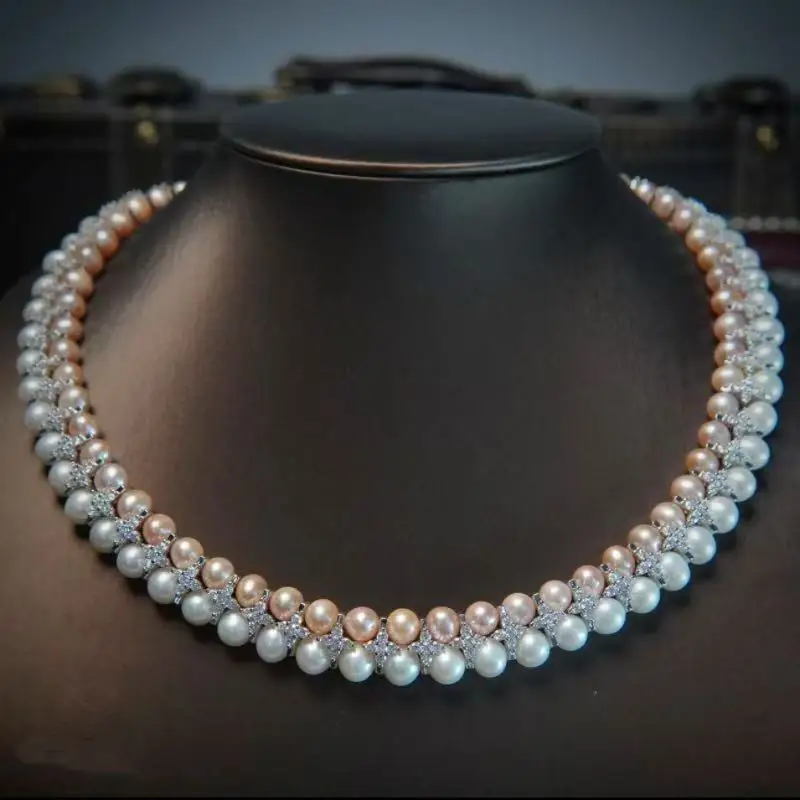 ZOCA Double-Layer Freshwater Pearl Necklace for Women 925 Sterling Silver Fancy Color Natural Jewelry Accessory
ZOCA Double-Layer Freshwater Pearl Necklace for Women 925 Sterling Silver Fancy Color Natural Jewelry Accessory