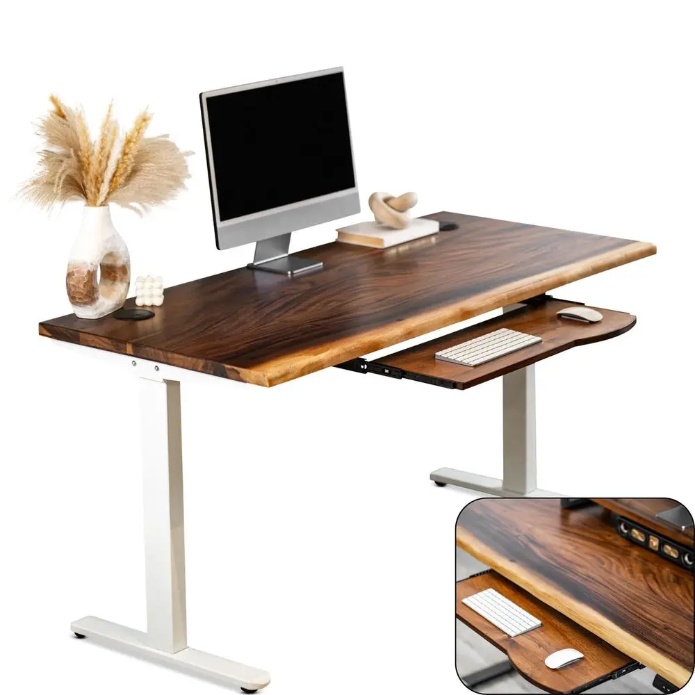 Desk with Keyboard Tray Walnut Solid Wood Desk, Natural Live Edge, Adjustable Height Dual Motor, Sit Stand for Home Office Whit
Desk with Keyboard Tray Walnut Solid Wood Desk, Natural Live Edge, Adjustable Height Dual Motor, Sit Stand for Home Office Whit