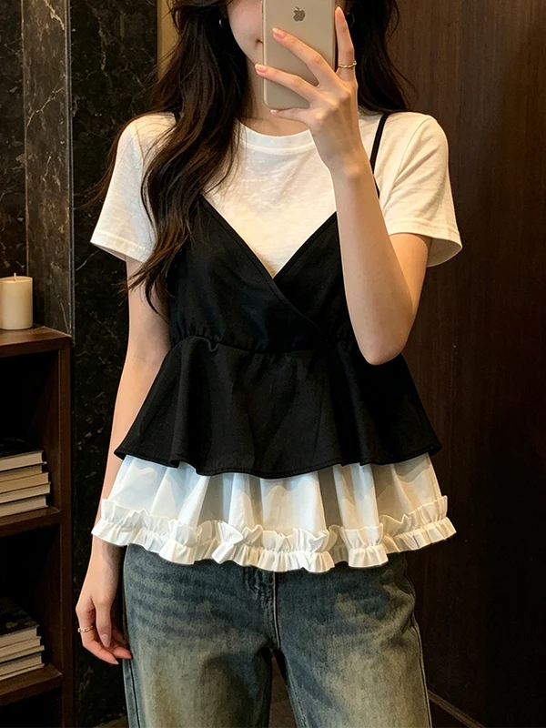 plus Size Summer Casual Short Sleeve T-Shirt Flower Bud Strap Top Bottom Two Piece Set Fashionable And Stylish plus Size Wome...
plus Size Summer Casual Short Sleeve T-Shirt Flower Bud Strap Top Bottom Two Piece Set Fashionable And Stylish plus Size Wome...