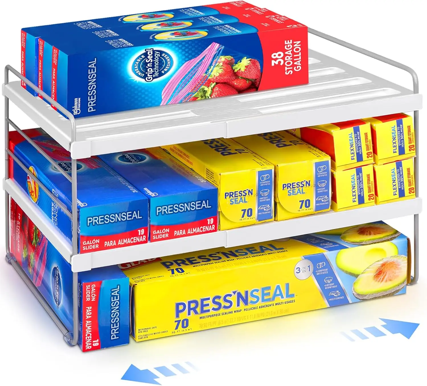 Expandable Kitchen Wrap Organizer, 3-Tier Adjustable Foil & Plastic Wrap Storage for Cabinet, 9.8-15.6" Wide
Expandable Kitchen Wrap Organizer, 3-Tier Adjustable Foil & Plastic Wrap Storage for Cabinet, 9.8-15.6" Wide