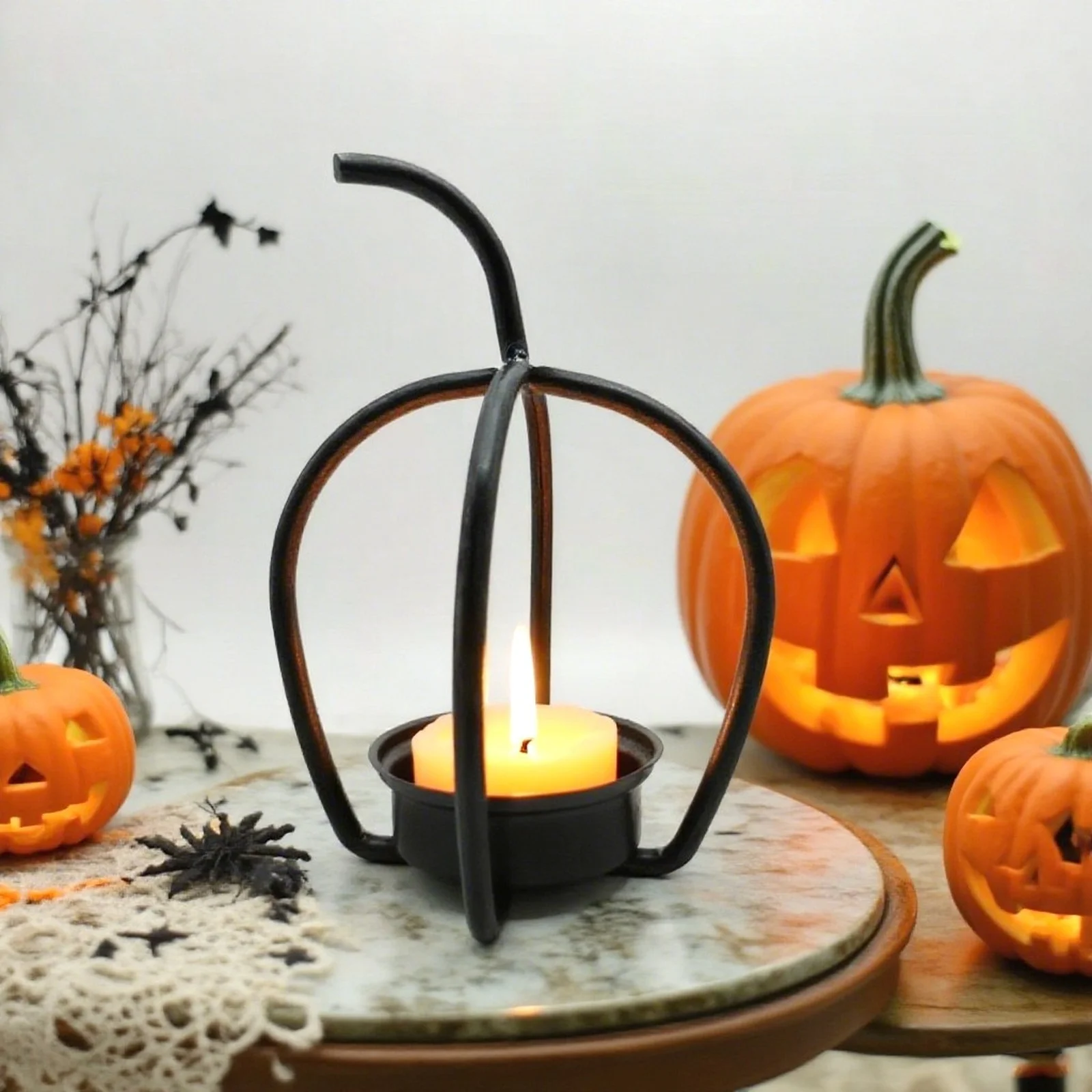 Halloween Metal Pumpkin Candle Holder Handmade Hollow Pumpkin-shaped Candlestick Ornament Festive Decorative Ornaments 
Halloween Metal Pumpkin Candle Holder Handmade Hollow Pumpkin-shaped Candlestick Ornament Festive Decorative Ornaments