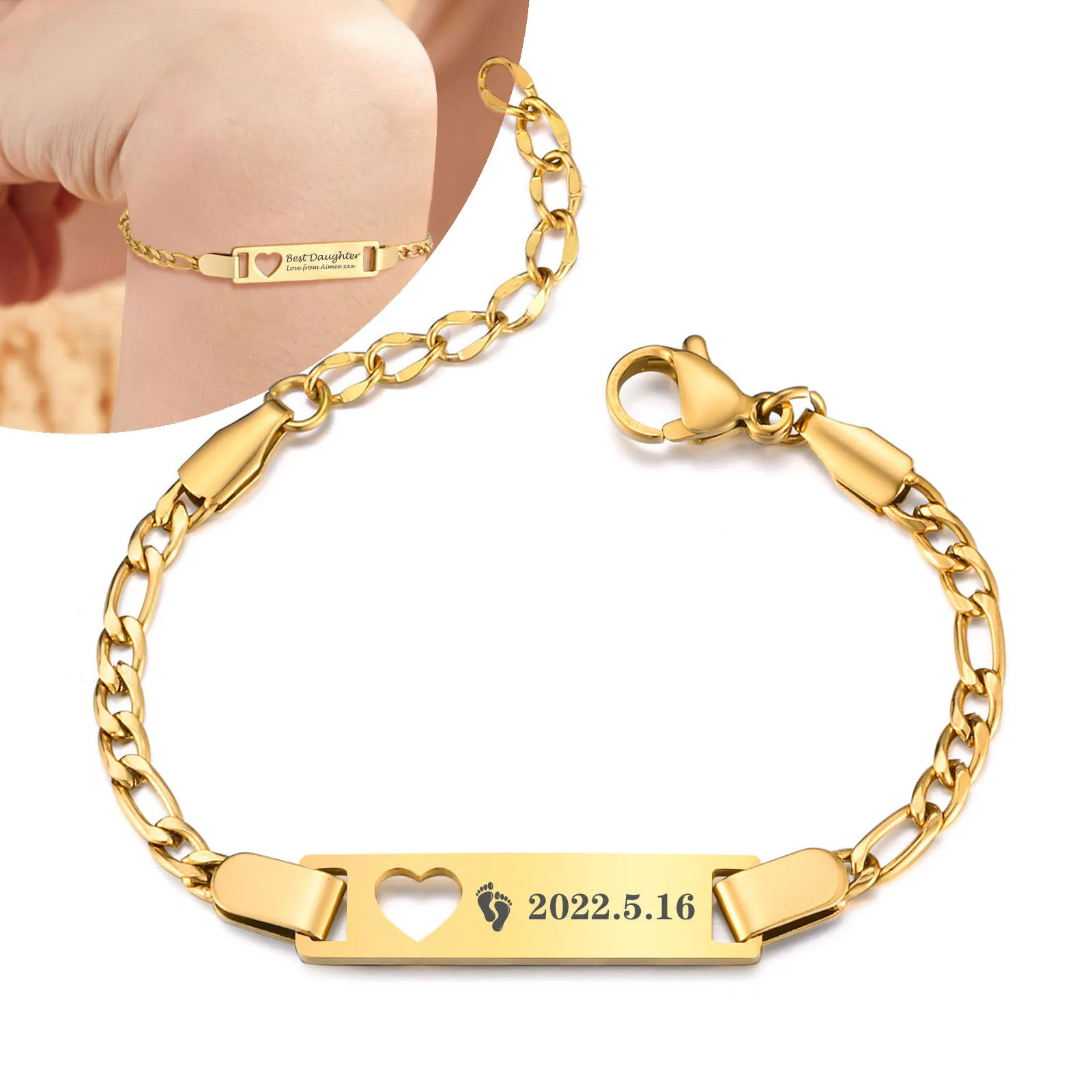 Safe Customizable Kids Bracelet 316L Stainless Steel with Hollowed Out Heart Hypoallergenic Jewelry New Year Gift for Boys Girls
Safe Customizable Kids Bracelet 316L Stainless Steel with Hollowed Out Heart Hypoallergenic Jewelry New Year Gift for Boys Girls