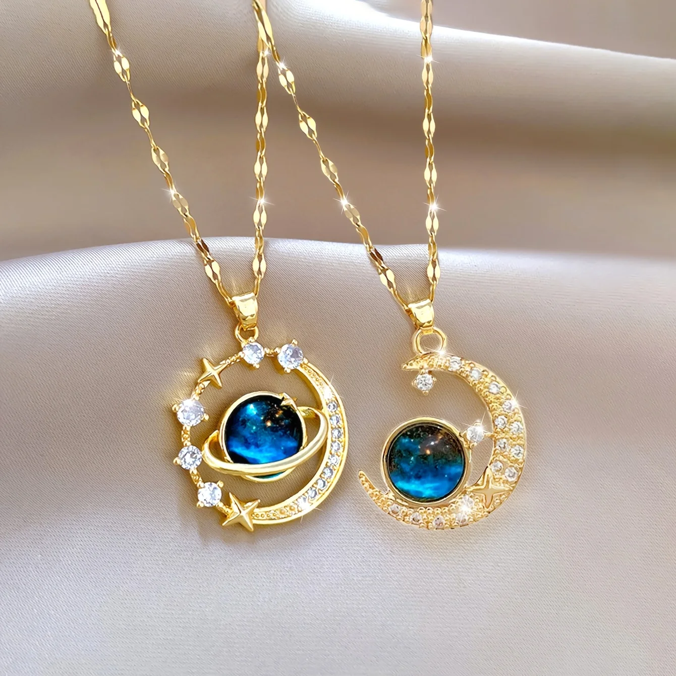 Two dreamy blue planet and moon pendant necklaces, high-quality jewelry, upgraded and stylish necklaces, exquisite decorative necklaces, suitable for everyday wear, Black Friday, Christmas, New Year's, Valentine's Day, and wedding season accessories.
Two dreamy blue planet and moon pendant necklaces, high-quality jewelry, upgraded and stylish necklaces, exquisite decorative necklaces, suitable for everyday wear, Black Friday, Christmas, New Year's, Valentine's Day, and wedding season accessories.