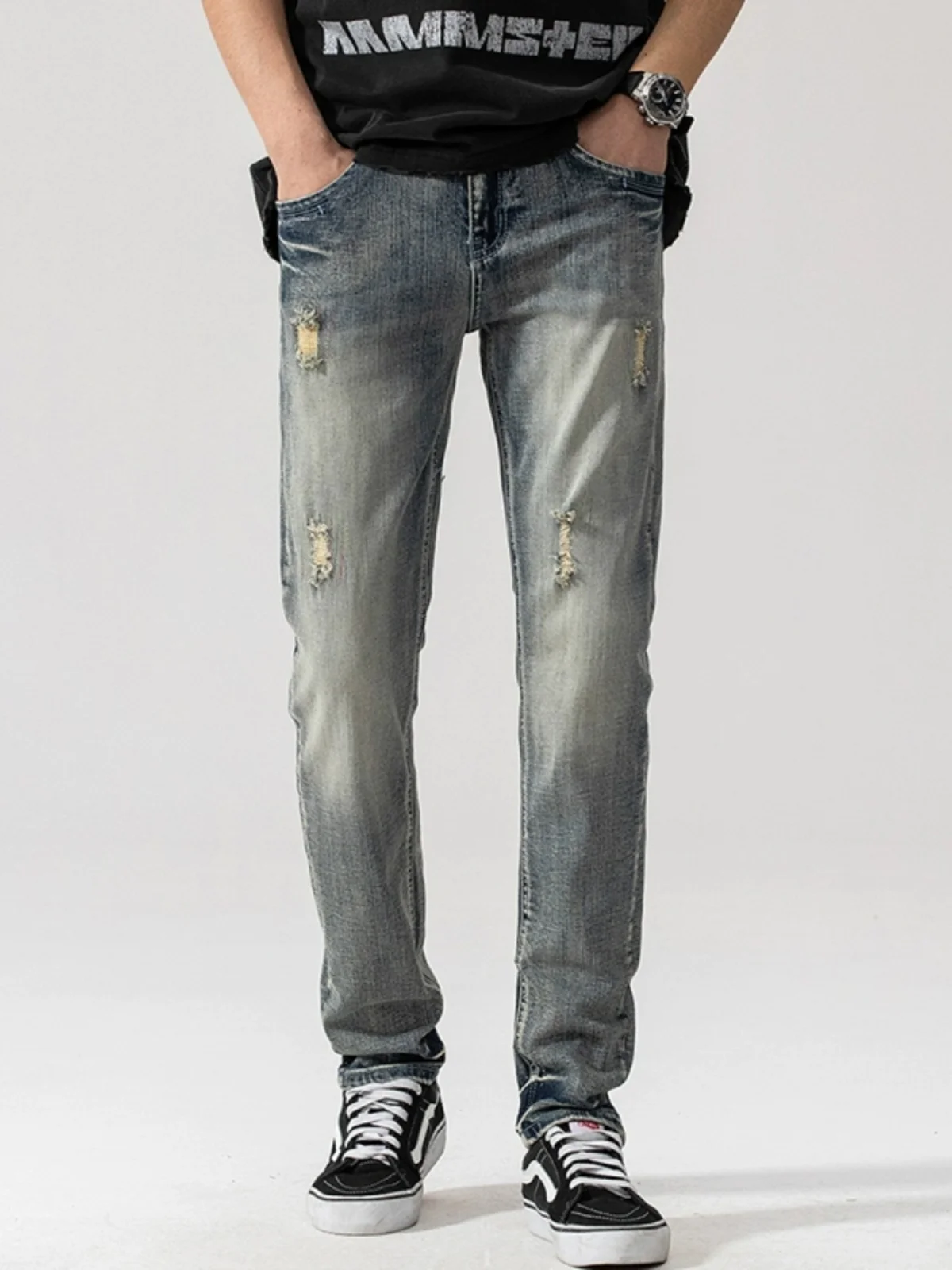 Retro American High Street Men's Jeans Spring Autumn Slim Fit Trendy Brand Waed Casual Long Pants Hole Design Youth Wear
Retro American High Street Men's Jeans Spring Autumn Slim Fit Trendy Brand Waed Casual Long Pants Hole Design Youth Wear