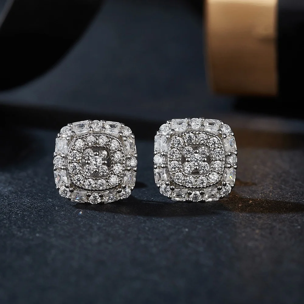 Unique Round Rectangle Moissanite Earrings 925 Silver Fashion Jewelry Stud Earrings for Women
Unique Round Rectangle Moissanite Earrings 925 Silver Fashion Jewelry Stud Earrings for Women