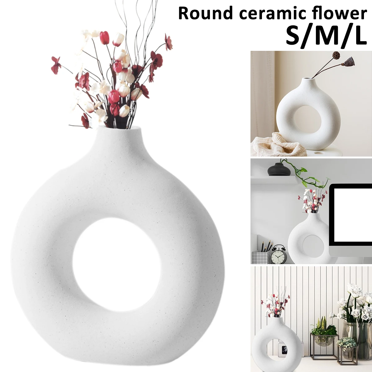 Nordic Circular Hollow Ceramic Vase Donuts Flower Pot Home Decoration Accessories Office Desktop Living Room Interior Decor Gift
Nordic Circular Hollow Ceramic Vase Donuts Flower Pot Home Decoration Accessories Office Desktop Living Room Interior Decor Gift