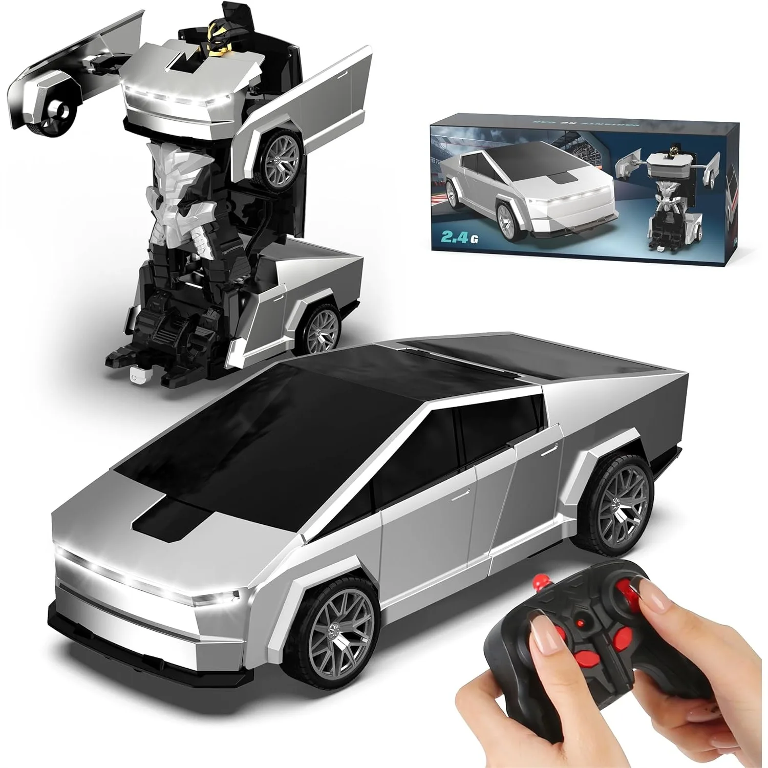2-In-1 RC Transform Robot Car Toy For Kids 4-12, 2.4GHz Remote Control Car With One-Button Deformation 360° Rotation LED Lights, Birthday Gift For Boys
2-In-1 RC Transform Robot Car Toy For Kids 4-12, 2.4GHz Remote Control Car With One-Button Deformation 360° Rotation LED Lights, Birthday Gift For Boys