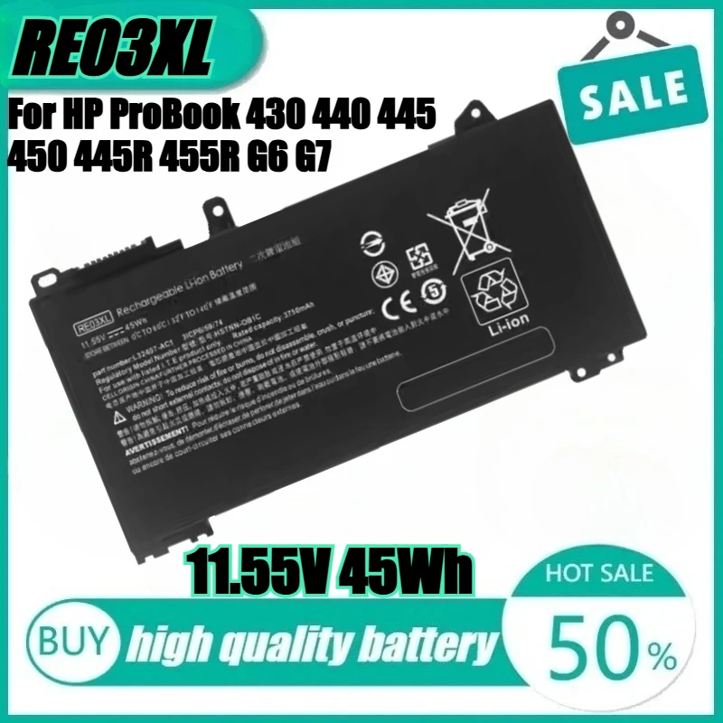RE03XL Аккумулятор для ноутбука HP ProBook 430 440 445 450 455 G6 HSTNN-DB9A HSTNN-OB1C HSTNN-UB7R L32407-AC1 L32407-2B1 L32407-2C1 
RE03XL Аккумулятор для ноутбука HP ProBook 430 440 445 450 455 G6 HSTNN-DB9A HSTNN-OB1C HSTNN-UB7R L32407-AC1 L32407-2B1 L32407-2C1
