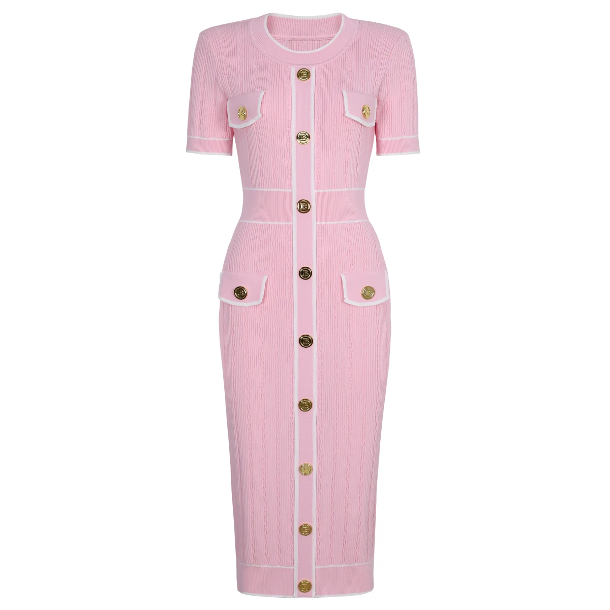 High-Quality Summer New Fashion Short-Sleeved Round-Neck B-Button Knitted Classic Versatile Slim-Fitting Hip-Hugging Dress
High-Quality Summer New Fashion Short-Sleeved Round-Neck B-Button Knitted Classic Versatile Slim-Fitting Hip-Hugging Dress