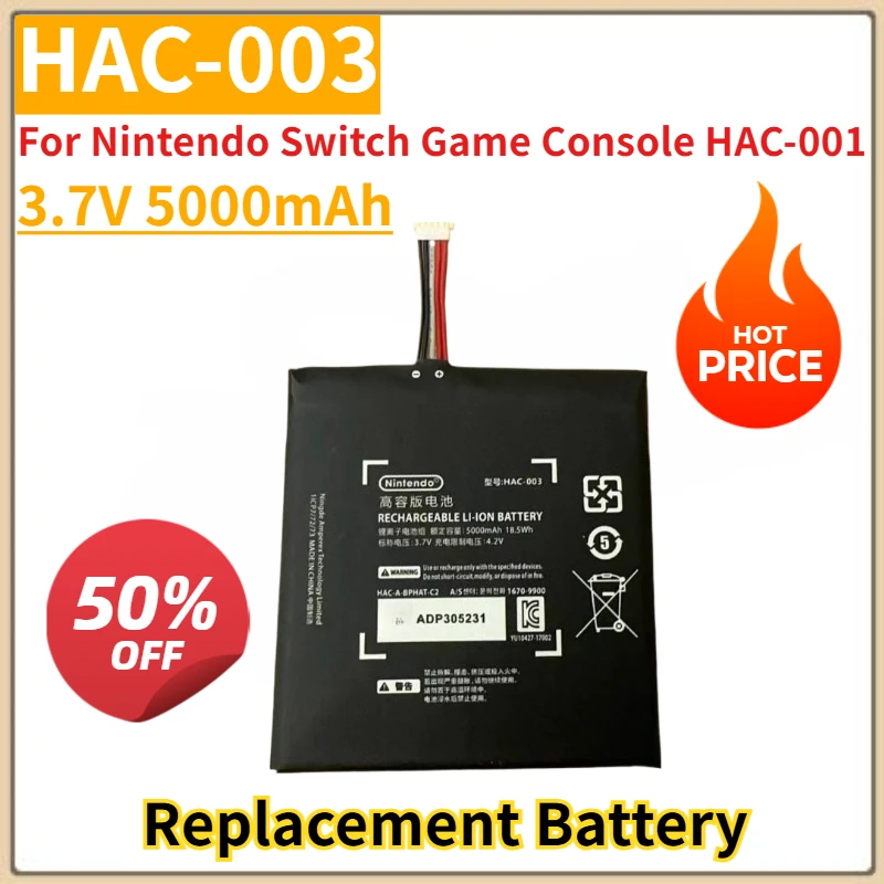 Battery 3.7V 5000mAh HAC-003 For Nintendo Switch Game Console HAC-001 Replacement Battery Brand-New High Quality
Battery 3.7V 5000mAh HAC-003 For Nintendo Switch Game Console HAC-001 Replacement Battery Brand-New High Quality