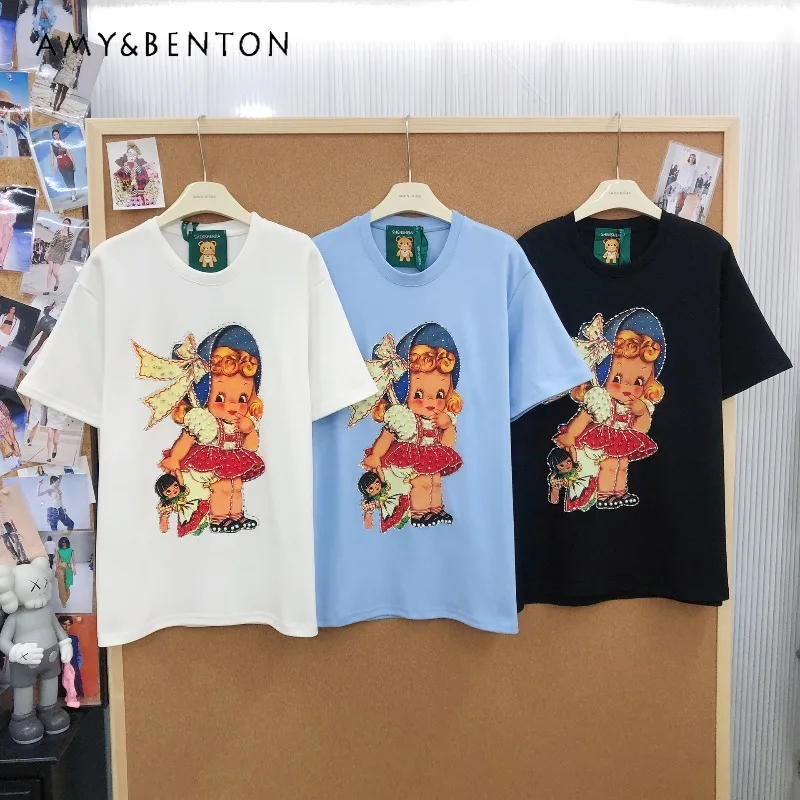 Модные свободные футболки-пуловеры с коротким рукавом в корейском стиле, ретро-шик, ручная работа, с бисером, с принтом мультяшных героев для девочек
Модные свободные футболки-пуловеры с коротким рукавом в корейском стиле, ретро-шик, ручная работа, с бисером, с принтом мультяшных героев для девочек